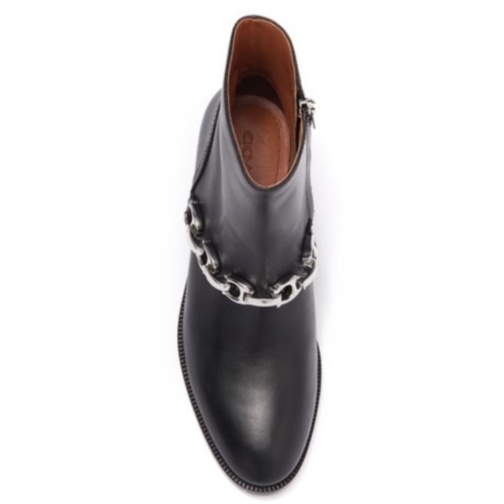 Coach Black Allen Ankle Leather Size 5 Boots With Silver Signature C Chain NIB - Picture 4 of 12